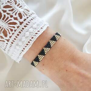 bransoletka trójkąty szaro - srebrne biżuteria handmade geometryczny wzór, płaska