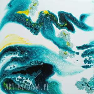 laguna 60x60 3d ręcznie malowana abstrakcja, abstrakcja do salonu, obraz