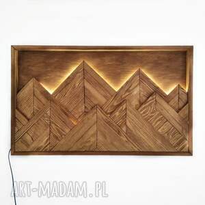 aleksandrab obraz z drewna, dekoracja ścienna podświetlana led /88 /