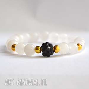 handmade bracelet by sis: białe kamienie z discoball