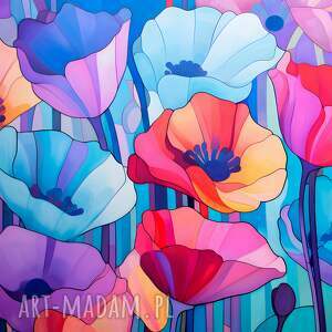 obraz na płótnie - bukiet kwiatów łąka maki tulipany 120x80 cm 108801