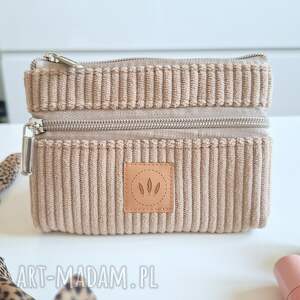 Prezent Dwustronny sztruksowy portfel Beżowy