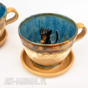 kubki filiżanka z jamnikiem - sahara dark rękodzieło ok 370ml ceramika