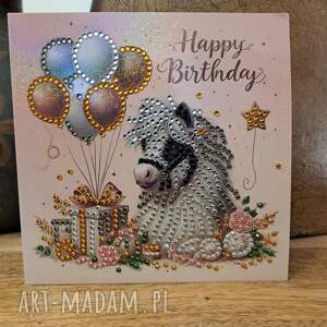 Kartka na życzenia, haft, diamentowy, rękodzieło