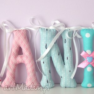 literki szyte imię hania ozdoba pokoju - pinezka dla dziecka