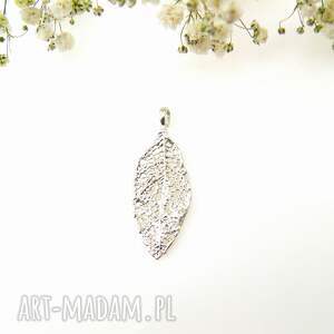 wisiorek srebrny - liść l8, biżuteria natura, srebrna
