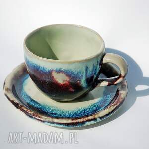 kubek gauguin z talerzykiem, kawa, herbata, zestaw duży, wyjątkowy
