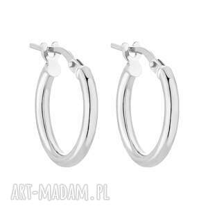 srebrne kolczyki małe kółeczka, koła modne zapięcie