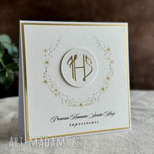 zaproszenia komunijne ręcznie robione, wzór 51d, pierwsza komunia