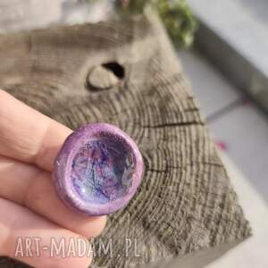 Ceramiczny pierścionek handmade - regulowany, fioletowy