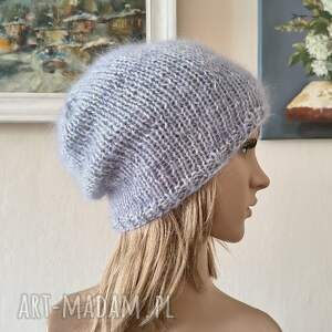 ręcznie na drutach - fantastyczna ciepła, puchata, szlachetna czapka z merino