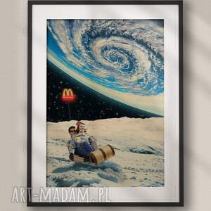 Plakat Moon Drive - Kolaż Fine Art - A3, kosmos