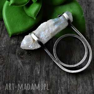 pierścień z kryształem kwarc prosty design, srebro