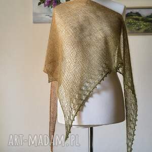 RĘCZNIE NA DRUTACH - Jesień piórkowa, milutka chusta z jedwabiu