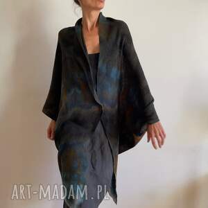 Wełniany z wełny merino w grafitach, kardigan, sweter