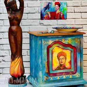 Ręcznie malowana szafka nocna Frida Kahlo - shabby chic