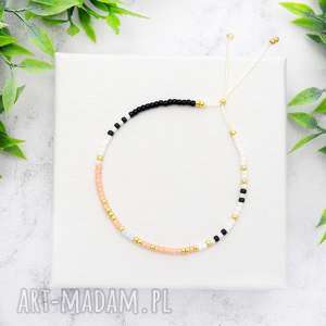 bransoletka minimal dots - peachy, koralikowe, minimalistyczne delikatne
