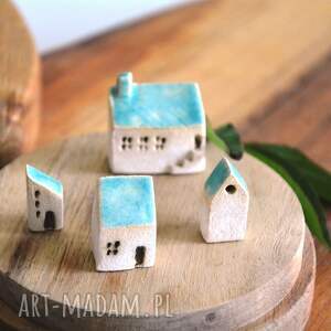 wooden love 4 x domki ceramiczne domek miniaturki, oryginalny prezent