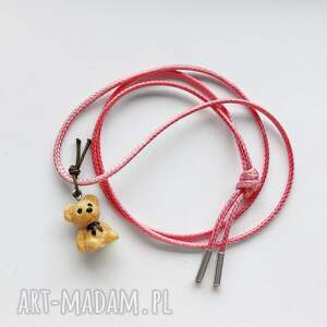 miś wisiorek srebro, sznurek, święta