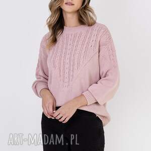 handmade swetry sweter w charakterze bluzy - swe322 pudrowy róż mkm