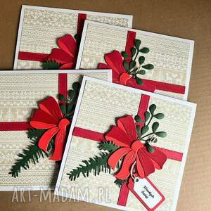 Zestaw 4 kartek bożonarodzeniowych scrapbooking - rękodzieło