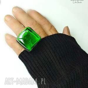 zielony kwarc pierścionek unikatowy handmade zieleń to kolor nadzei znakomity