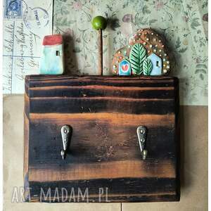 sielski wieszak na klucze, ceramika drewno, domek, drzewo, serce