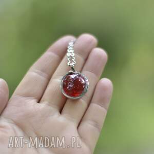 red - niewielki wisior szklany na łańcuszku pociecha jewelry, biżuteria prosta
