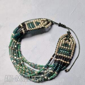 orientalna bransoletka z zielonych koralików toho w srebrze, magiczna ozdoba