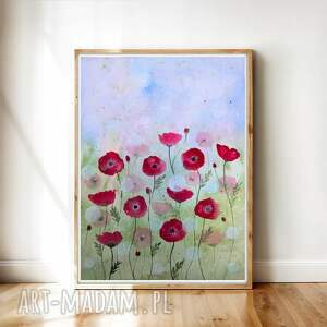 Oryginalna 23x31cm. Akwarela, maki, sztuka, plakaty