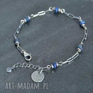 delikatna bransoletka z lapis lazuli, srebro oksydowane, codzienne bransoletki