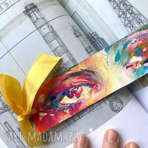 zakładka papierowa rainbow eyes 1 akwarela ręcznie malowana, tęczowe, prezent