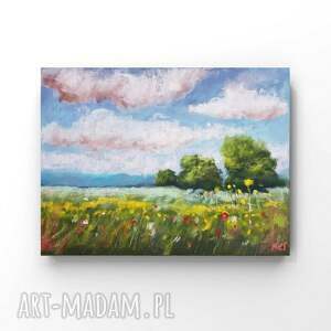 letnia łąka-praca formatu 18/24 cm, rysunek, pejzaż, pastele suche