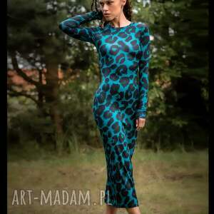 Dopasowana sukienka - selena deep tropic, efektowna, w panterkę