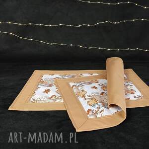 dekoracje świąteczne podkładka pod talerz kubek karmel bieżnik, boże narodzenie