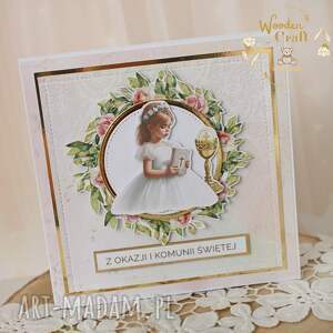 kartka komunijna do koperty, pamiątka komunii, prezent rosewine4 gotowa pamiątka
