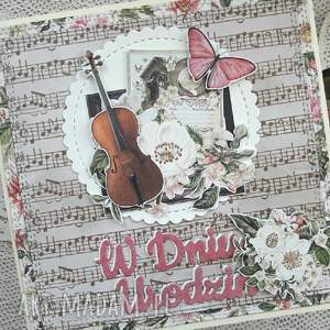 scrapbooking kartki kartka urodzinowa ze skrzypcami skrzypaczki