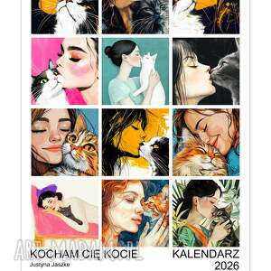 kalendarz 2026 kocham cię kocie 15x21 cm, prezent, kot kotem