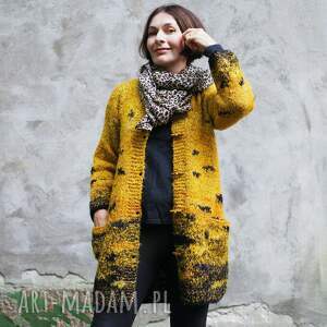 handmade swetry żółty kardigan