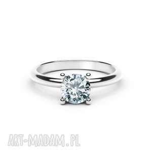 pierścionek classy białe złoto 585/niebieski topaz zaręczyny zaręczynowy