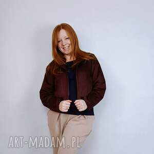 Kurtka damska z dzianiny typu Zamsz NUBUK - kolor DEEP WINE