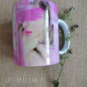 ceramika kubek - kolor kobiety purpurowy, porcelana sztuka na porcelanie