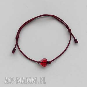 Serduszko bransoletka handmade Swarovski - sznurek z zawieszką