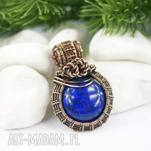 wisiorek z lapis lazuli wire wrapping niej biżuteria na prezent, talizman