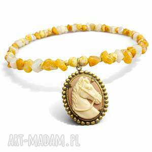 Naszyjnik Koń W Karneolu Korale Kamień, karneol