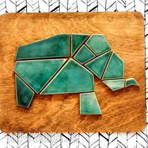 handmade ceramika ceramika - geometryczny słoń mozaika