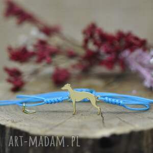 whippet / chart angielski - bransoletka z psem, srebro 925 pozłacane, psia mama