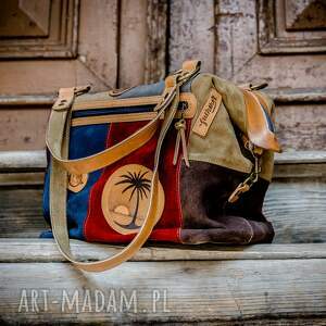handmade podróżne skórzana welurowa torebka z naturalnej skóry, ręcznie wykonana damska
