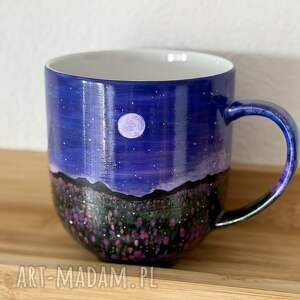 Prezent Duży ręcznie malowany kubek porcelanowy z krajobrazem górskim