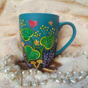 ręcznie malowany baśniowy kubek 300 ml, malowana porcelana, prezent na urodziny